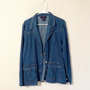 Denim & Company Denim Jean button jacket women size Large